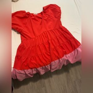 Entro Red & Pink Colorblock Dress Size 1X